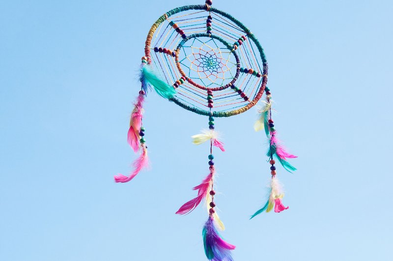 Valentine's hand-woven cotton Linen rainbow colors Dreamcatcher Charm / Boximiya - the stars of dyeing universe Department - Items for Display - Cotton & Hemp Multicolor