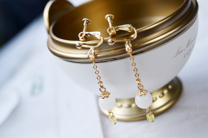 誕生石母乳珠耳飾 (耳環) (母乳珠10mm) - 耳環/耳夾/耳骨夾 - 銅/黃銅 多色