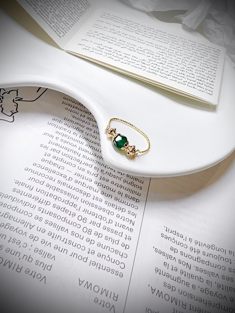 C&W 天然多切角祖母綠瑪瑙18k金戒指 - 戒指 - 半寶石 綠色