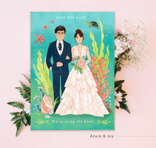 小妮子 Nizih 喜帖客製婚禮小卡肖像畫(電子檔)