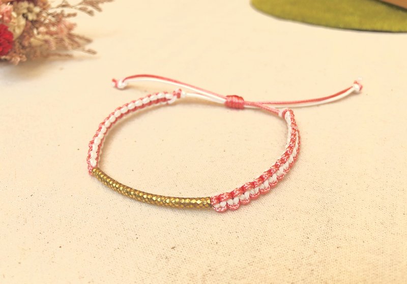 日本雙色黃銅繩編系列 (手環) - 手鍊/手環 - 防水材質 粉紅色
