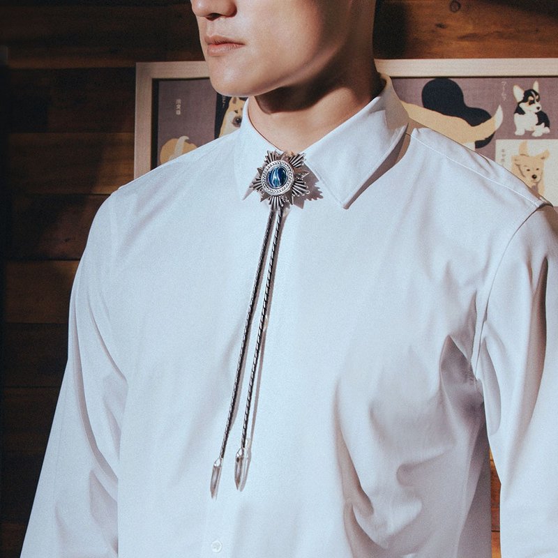 光輝時刻 保羅領帶 Bolo Tie 真皮 皮革項鍊 皮繩領帶 長項鍊 - 項鍊 - 人造皮革 銀色