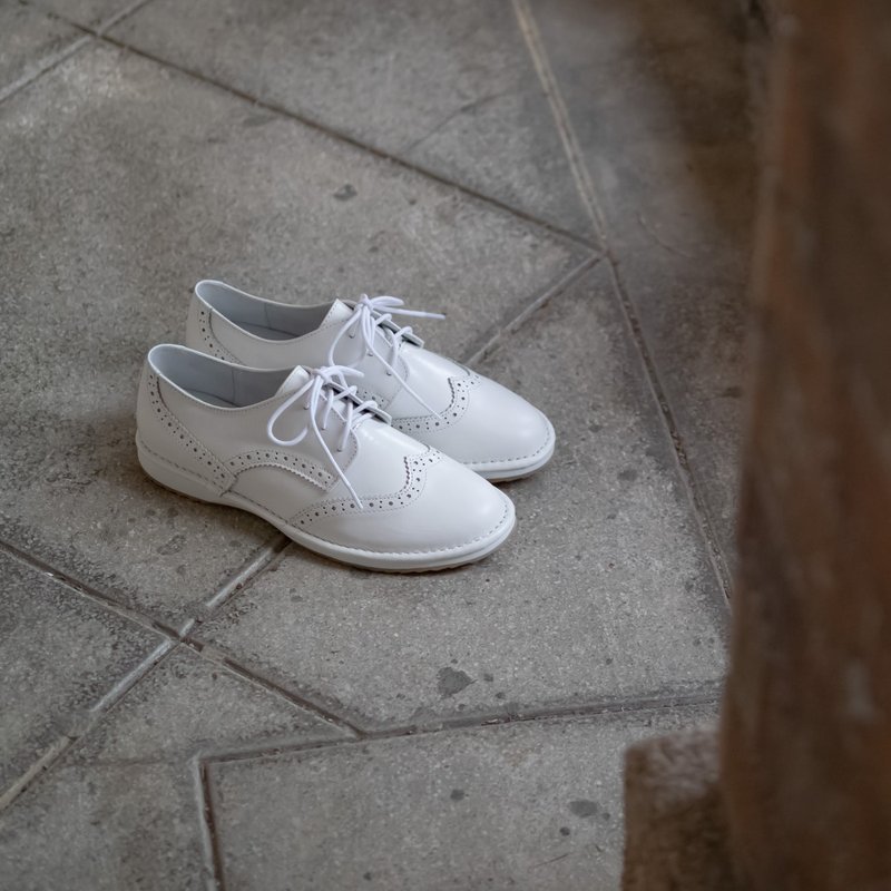 [Refurbished] [Zero Size Clearance] Derby Shoes_White Shoes - รองเท้าหนังผู้หญิง - หนังแท้ ขาว