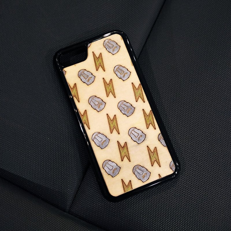 [iPhone 7/8カラー木製電話ケース - モアイ雷] 1本限定販売 - スマホケース - 木製 