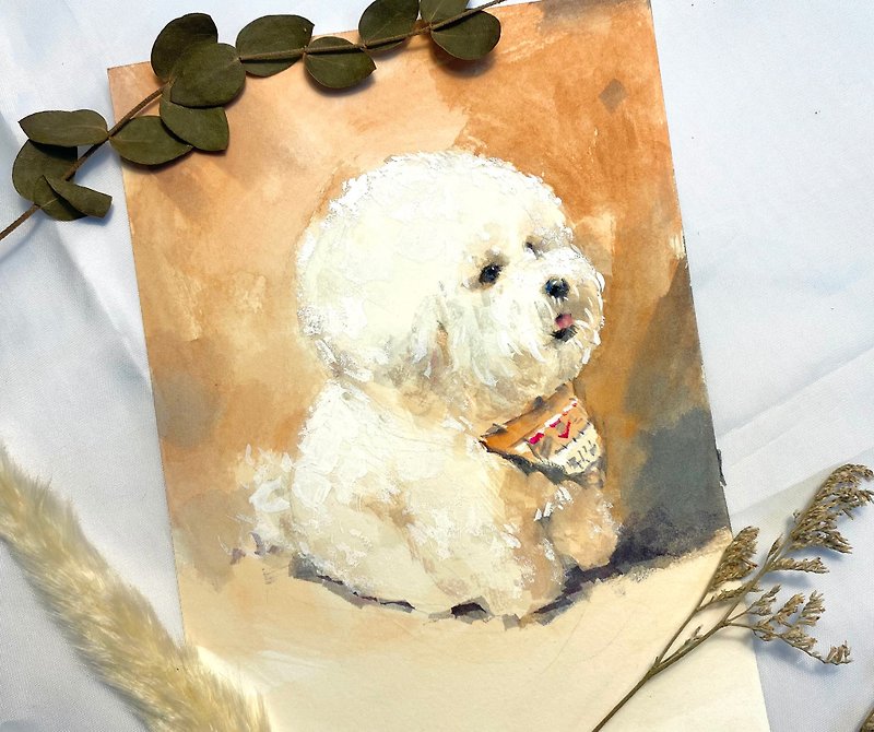 Romantic style customized like face painting couple pets graduation season poodle chihuahua - Customized Portraits - Paper 