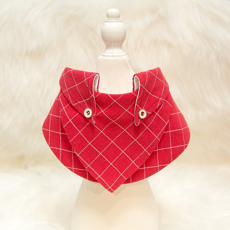 【Momoji】Pet Bib Collar - Skyfall (Red) - Collars & Leashes - Cotton & Hemp 