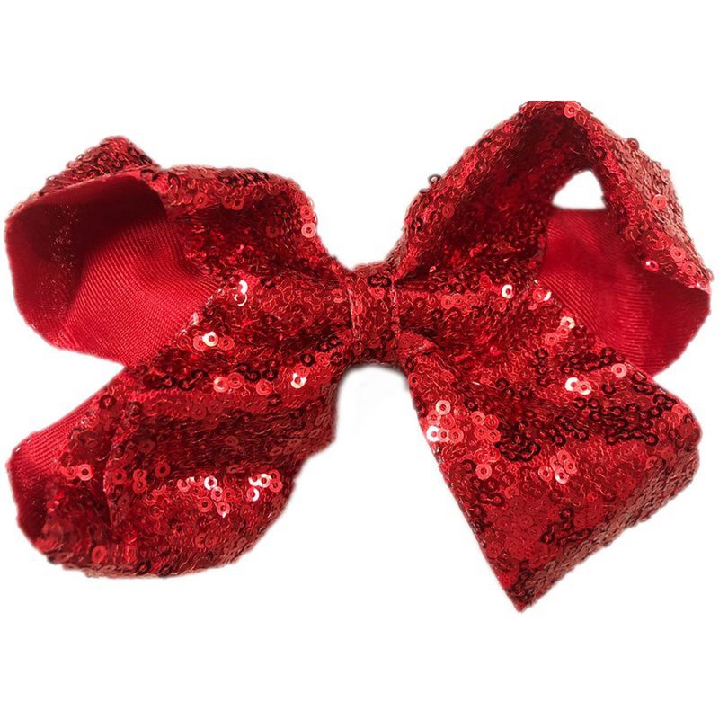 亮片大蝴蝶結髮夾 全包布手工髮飾 El Sequin Bow-Red - 嬰兒手鍊/飾品 - 聚酯纖維 紅色