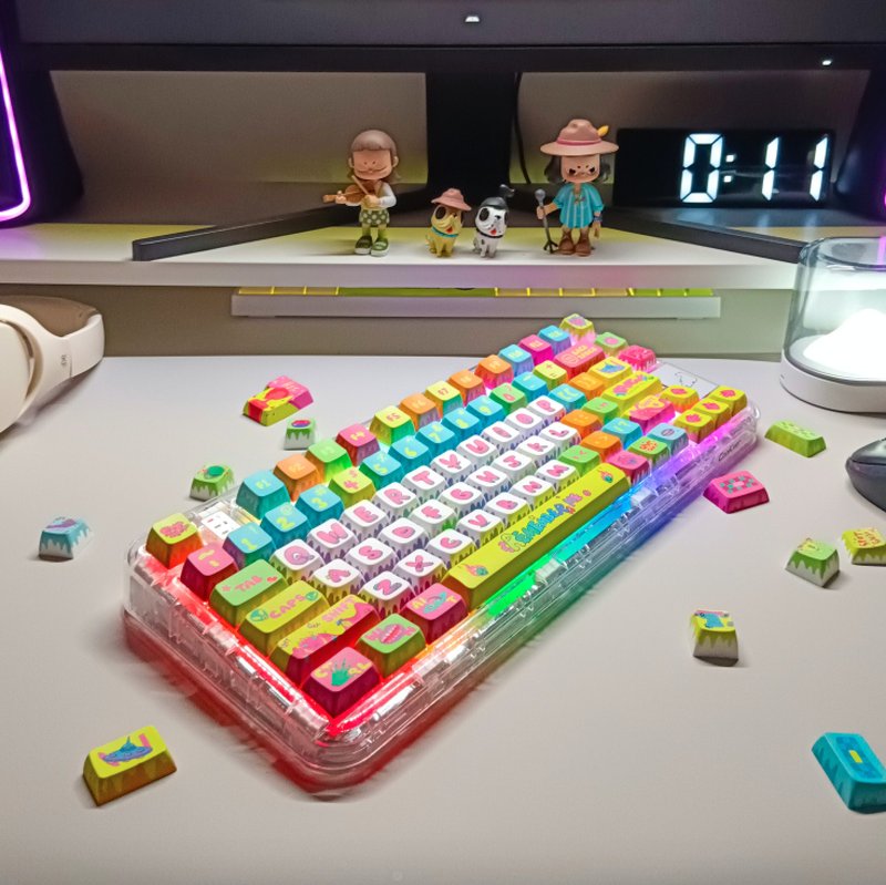 Artist co-branded Chuangjian Universe mechanical keyboard PBT keycap 136 keys - Computer Accessories - Other Materials Multicolor