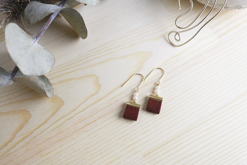 New autumn / winter with beads Bead earrings Be myself / / Burgundy red ve057 - Earrings & Clip-ons - Other Materials Red