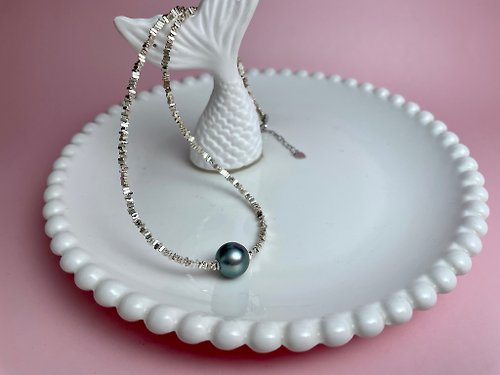 Athena珍珠設計 碎銀子 天然海水珍珠 大溪地黑珍珠 鉑金灰 通體純銀