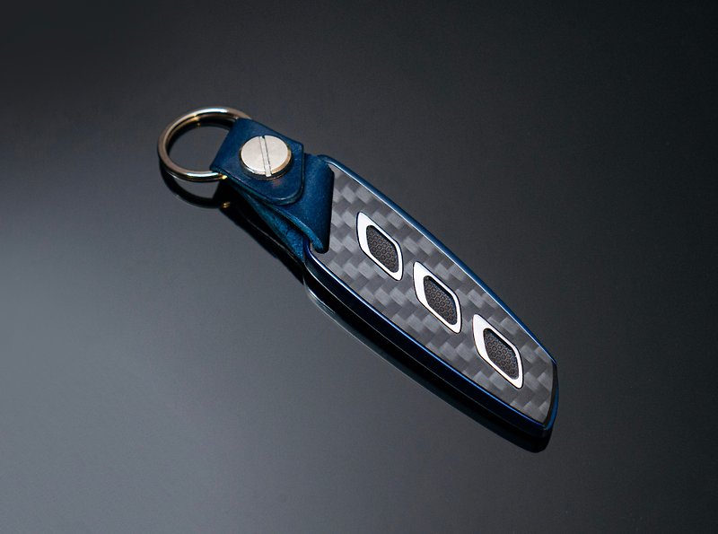 Keychain for Maserati carbon, aluminium, Levante, Spyder Gran Turismo 350 GT, Pr - Keychains - Aluminum Alloy Blue