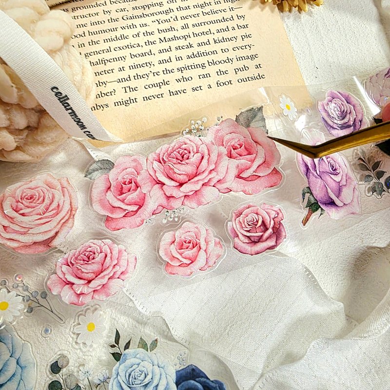 Full Roll_LOPO Rose Palette Iridescent Kiss-Cut Masking Tape 5m - 紙膠帶/和紙/PET - 其他材質 