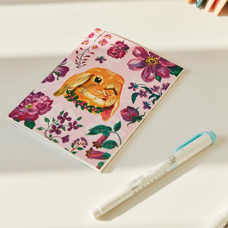 7321 Design 娜塔莉專案隨身筆記本-牡丹與兔,73D73815 - 筆記簿/手帳 - 紙 粉紅色