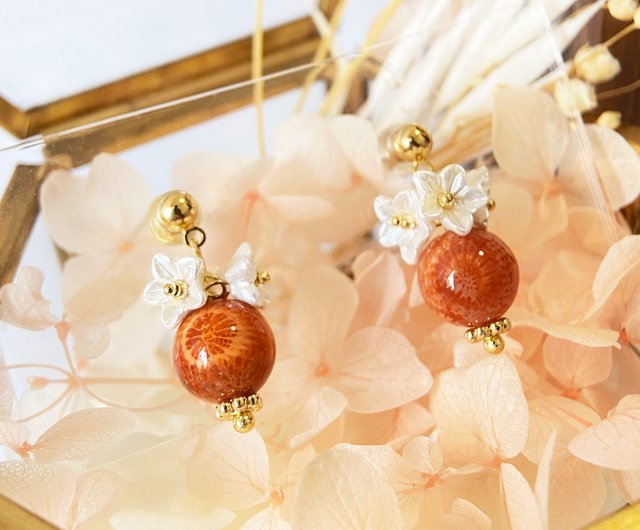 Lemon Jade and Coral Earrings