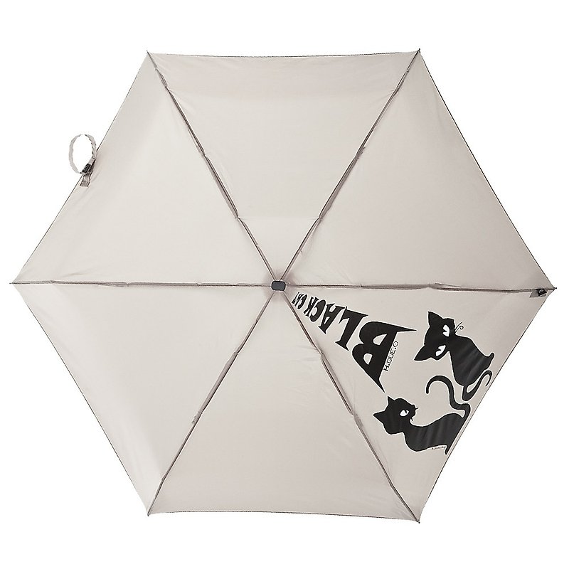 [Italian H.DUE.O] will black cat crocodile pattern anti-UV 50% super flat open umbrella - ร่ม - วัสดุกันนำ้ สีกากี