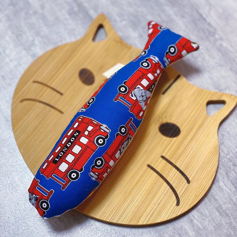 貓草魚玩具*內有鐺鐺聲*英國的貓咪巴士 - 貓/狗玩具 - 棉．麻 多色
