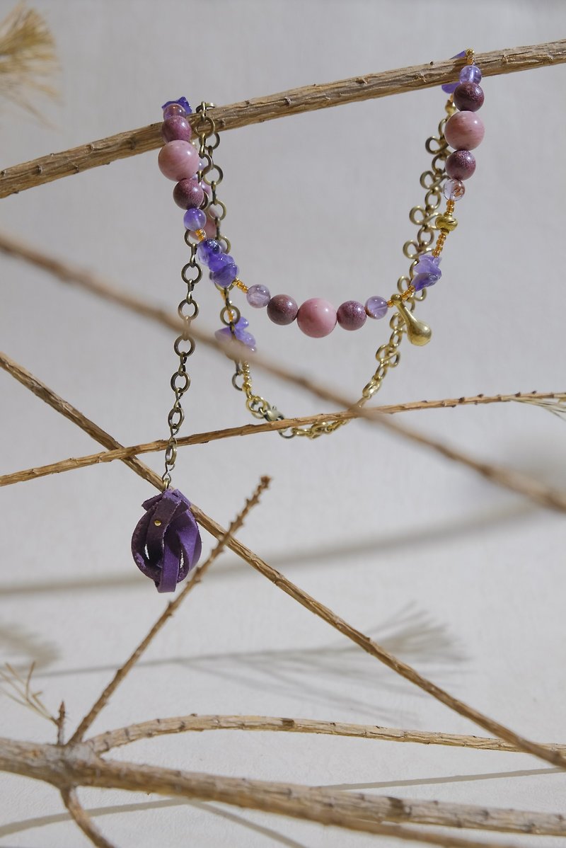 Purple - Mineral Beaded Necklace - สร้อยคอ - เครื่องเพชรพลอย สีม่วง