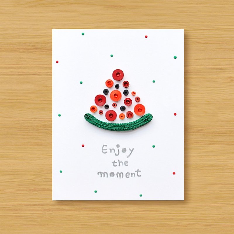 Handmade Roll Paper Card _ Enjoy the moment Enjoy the moment - การ์ด/โปสการ์ด - กระดาษ สีแดง