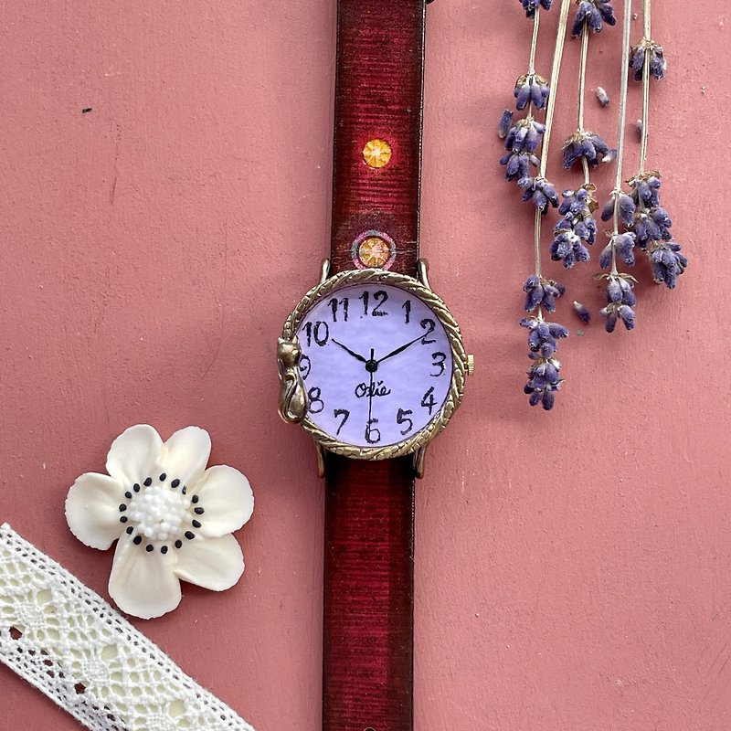 黃昏時的貓咪 手錶  M 薰衣草紫 - 女錶 - 其他金屬 紫色