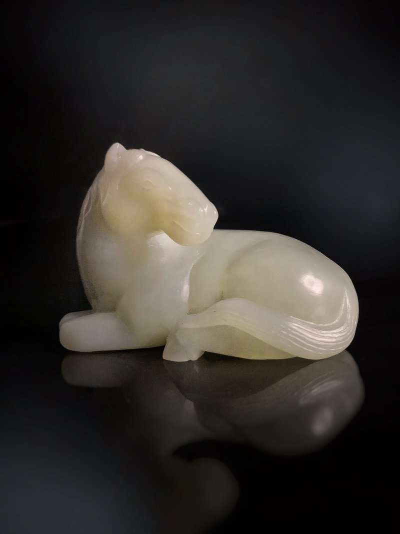晚清 青白玉臥馬 - 擺飾/家飾品 - 玉石 