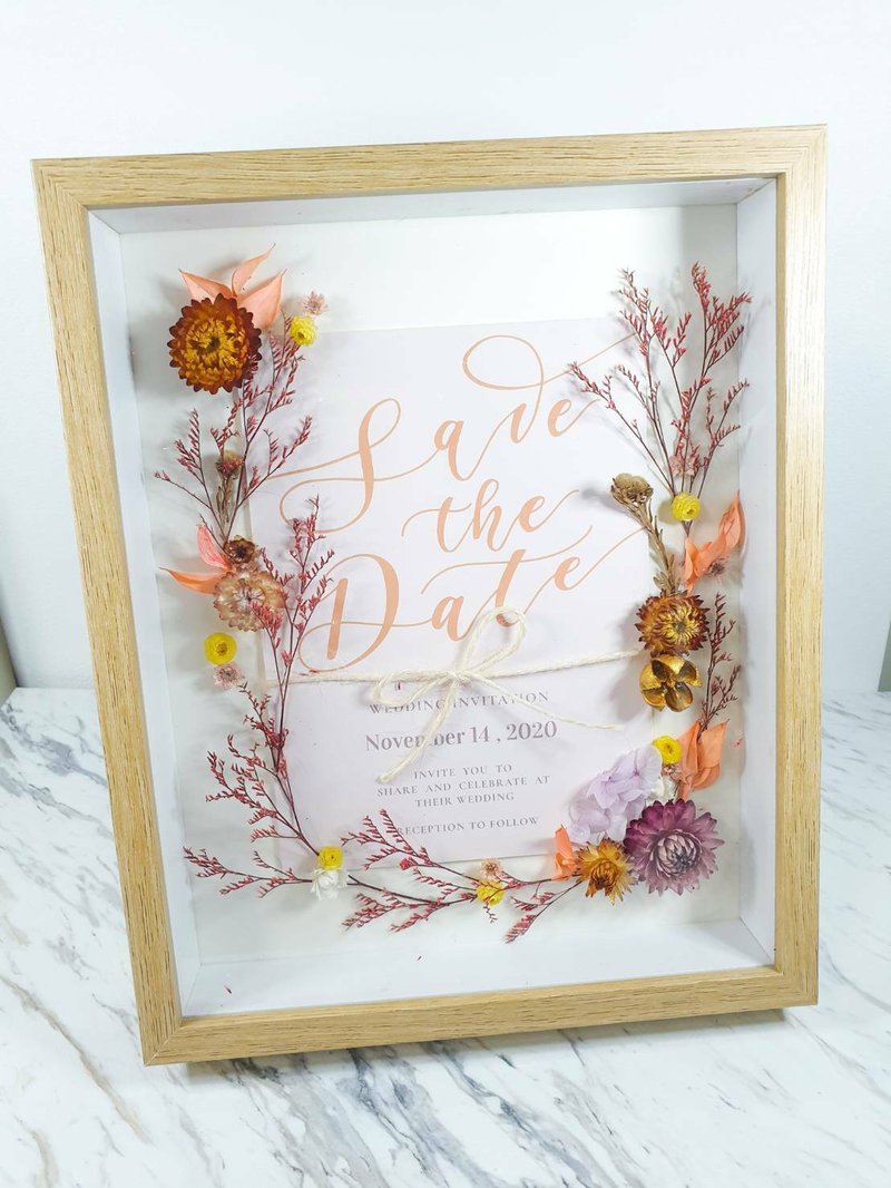 Custom Wreath Style Dry Flower Frame Memorial Frame Wedding Invitation Photo Ete - Picture Frames - Plants & Flowers White