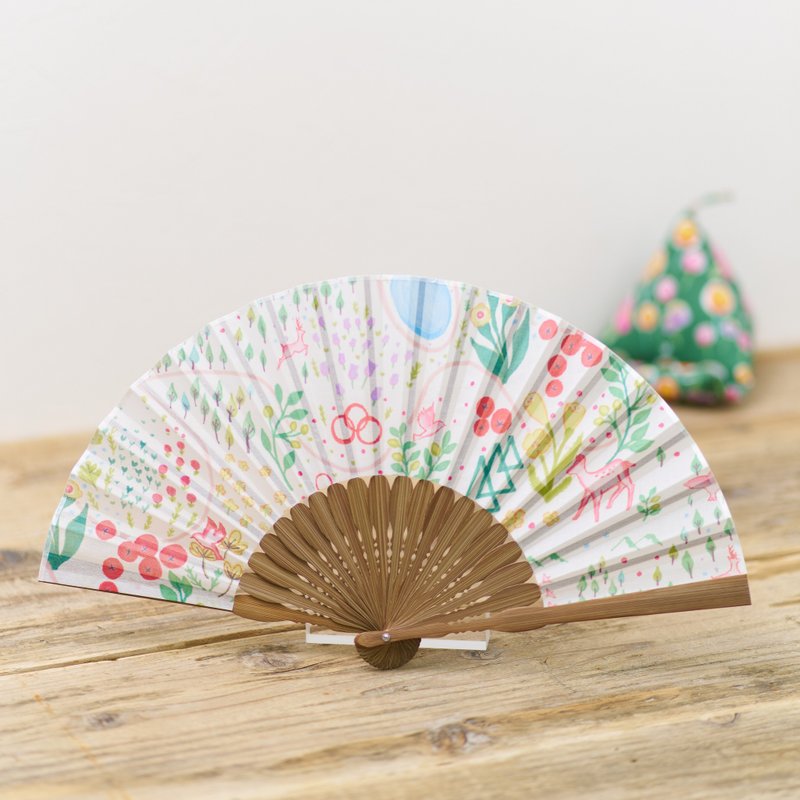 momode Japanese fan musubu white - พัด - ผ้าฝ้าย/ผ้าลินิน ขาว