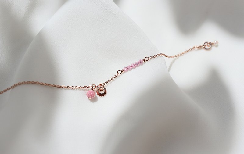 Mermaid's Token Rose Stone Shell Rose Gold Bracelet - Bracelets - Copper & Brass Pink