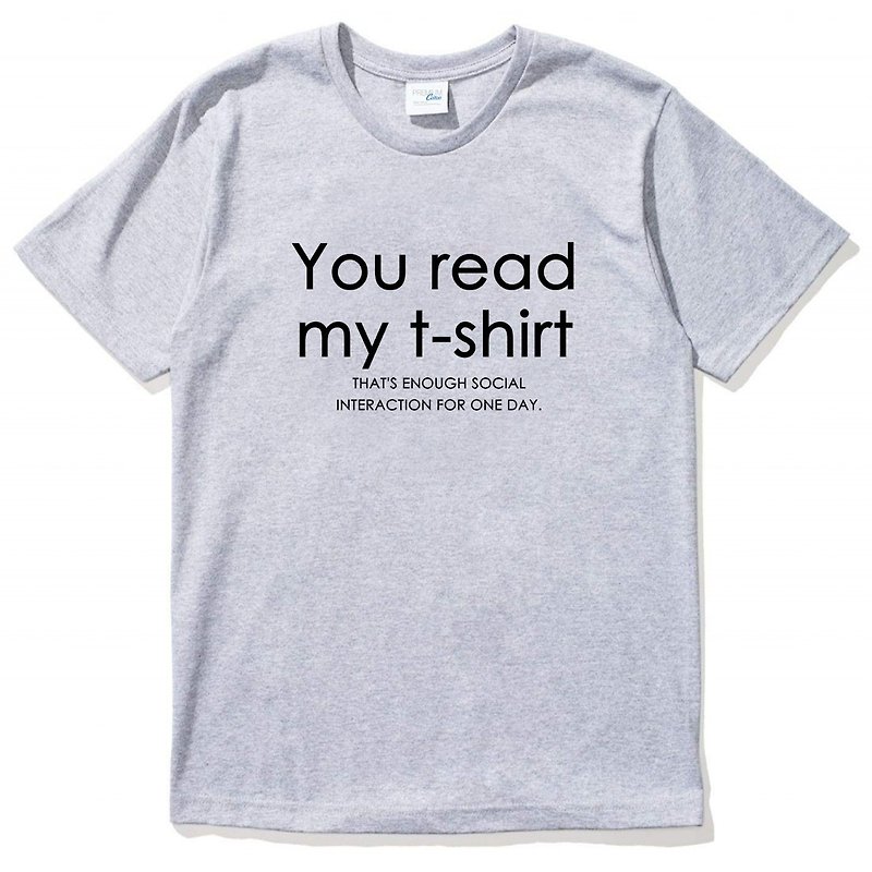 あなたは私のTシャツ半袖Tシャツ灰色のテキスト英語のデザインの楽しみを読んだ - Tシャツ メンズ - コットン・麻 グレー