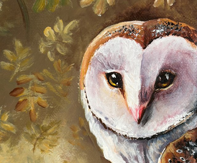 キツネとメンフクロウのオリジナルの絵画、キツネの壁アート、フクロウの絵、森の動物 - ショップ アンナ-森-アート ウォールデコ・壁紙 - Pinkoi