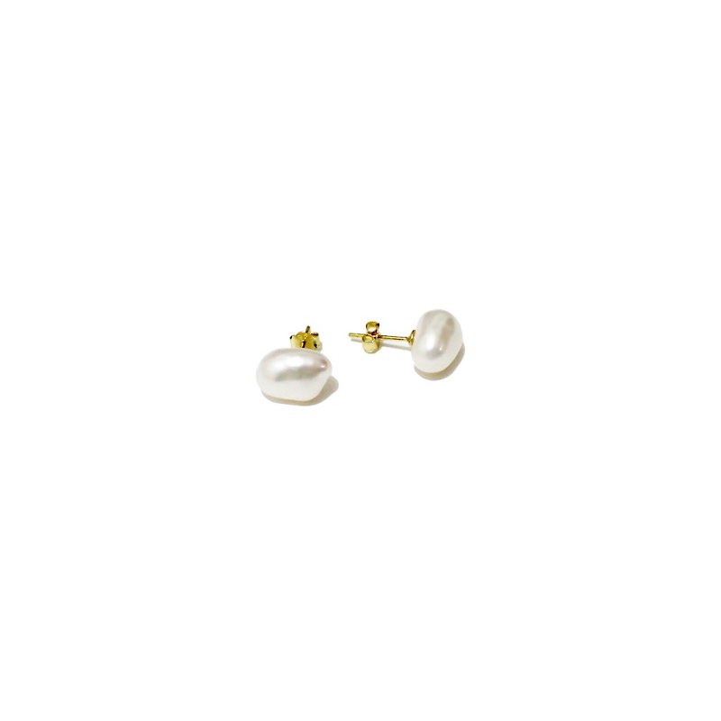 不規則淡水珍珠純銀耳環 (銀/玫瑰金/18k金) | 珍珠系列 - 耳環/耳夾 - 其他金屬 白色