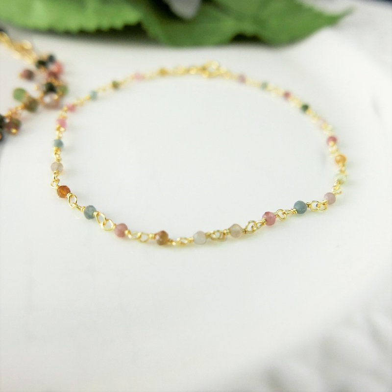[Buy one get one free] [Lalune] October candy tourmaline yellow K gold 925 sterling silver birth stone bracelet - Bracelets - Gemstone Multicolor