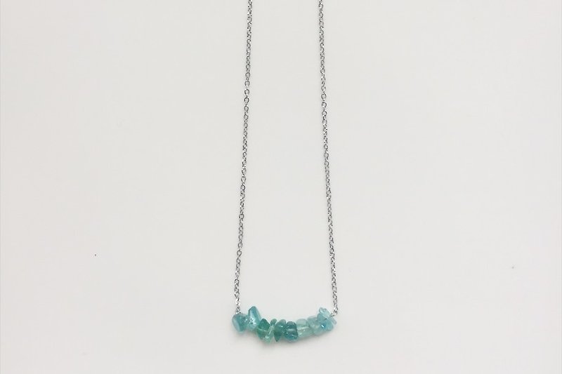 minimalist fragments apatite-based stainless steel chain clavicle - Collar Necklaces - Gemstone Green
