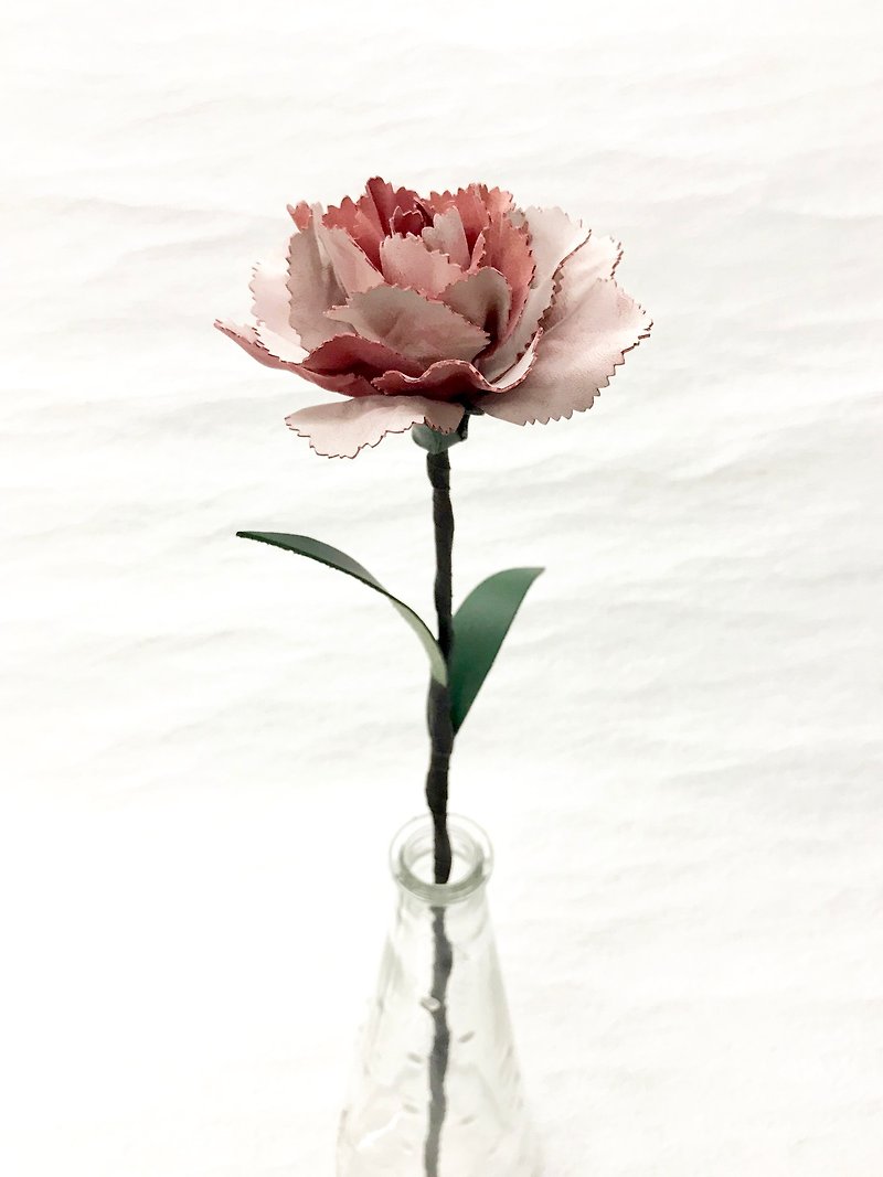 Frozen Pink Leather Carnation - Items for Display - Genuine Leather Pink