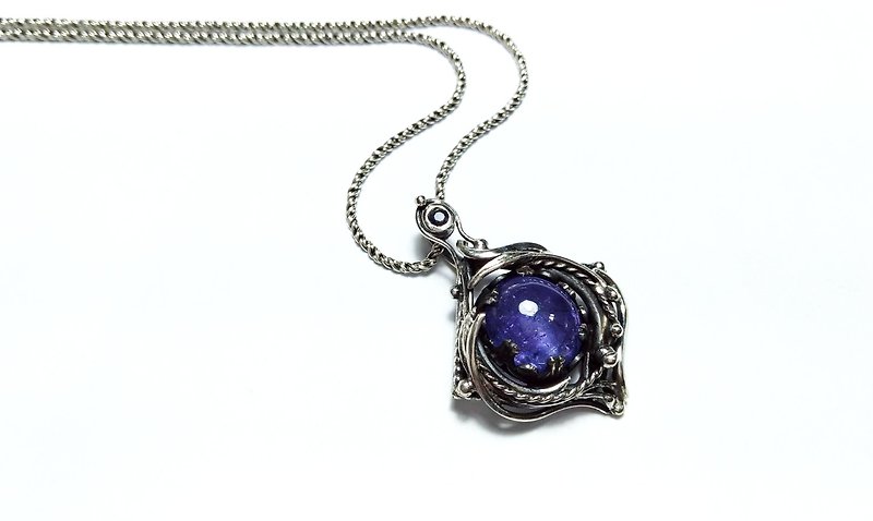 <gem series> blue purple tanzanite design pendant - สร้อยคอ - เครื่องเพชรพลอย สีน้ำเงิน