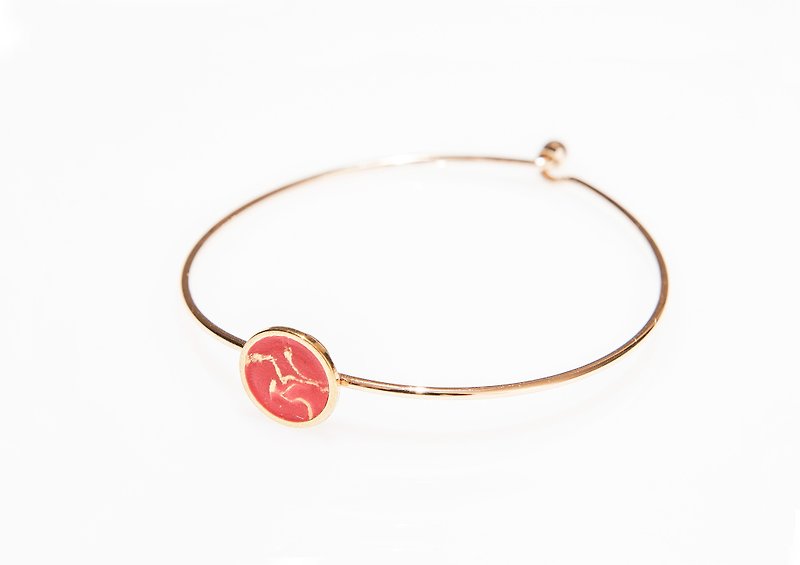 Gold bracelet burgundy metal frame rendering - Bracelets - Other Metals Red