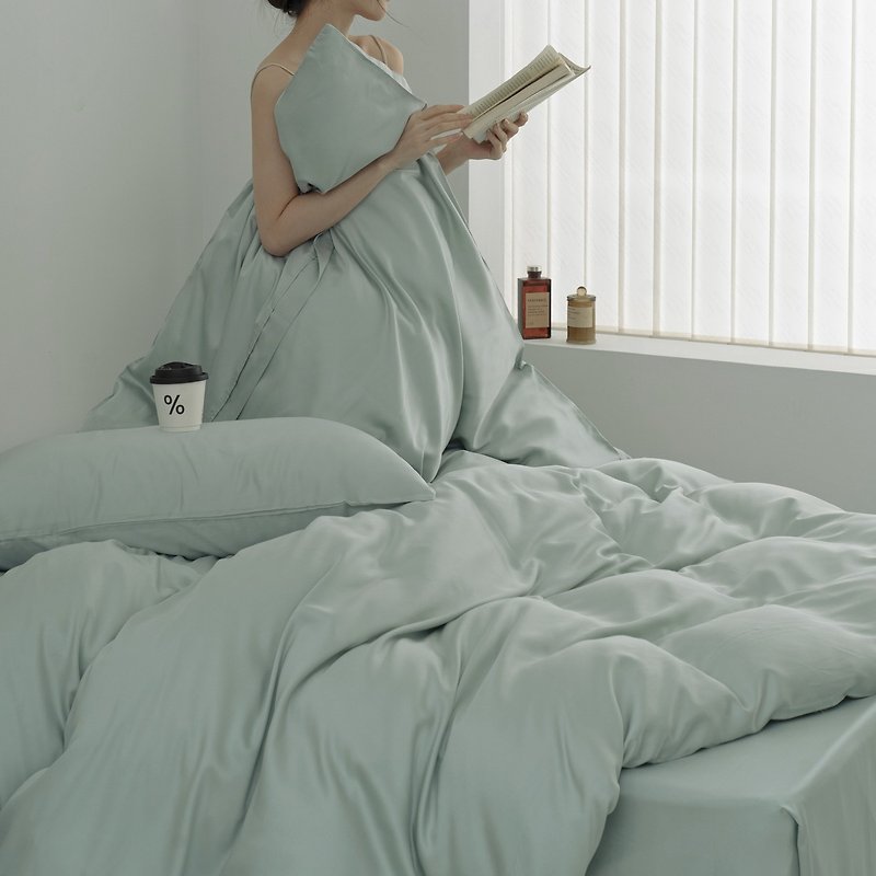 60 Count 100% Tencel-Morandi Bed Bag Pillowcase Duvet Set-Life Secret - เครื่องนอน - วัสดุอื่นๆ สีเขียว