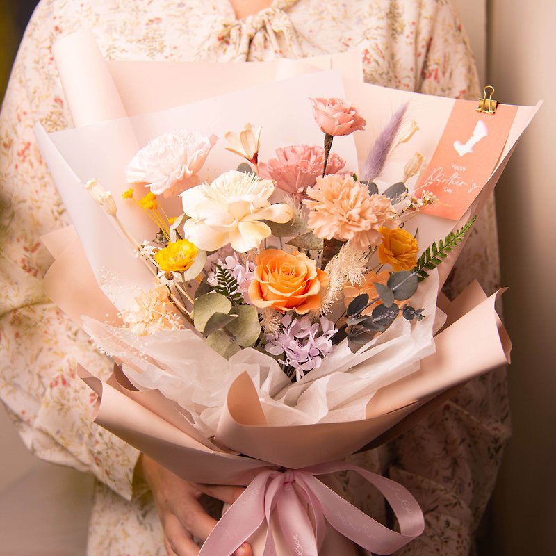 [Spring and Summer Romance] Mother's Day bouquets of preserved flowers, dried flowers/carnation bouquets, 2 types in total - Dried Flowers & Bouquets - Plants & Flowers Pink