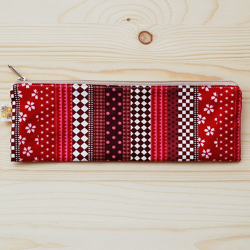 Simple style zipper wide chopsticks bag _ red - ตะเกียบ - ผ้าฝ้าย/ผ้าลินิน สีแดง
