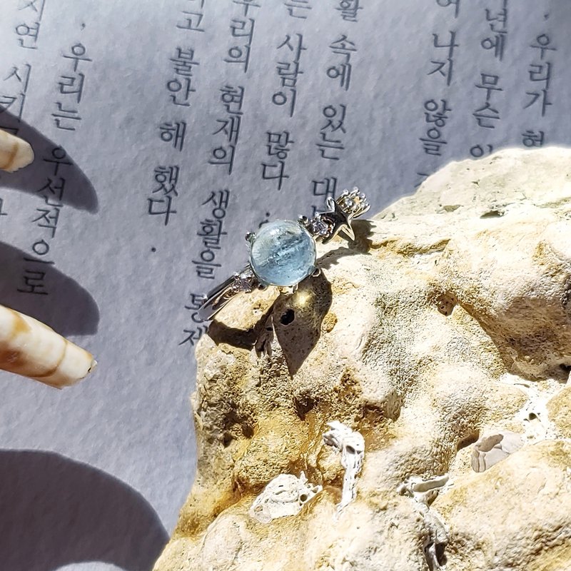 迴聲 925銀海藍寶星星水鑽戒指 - 戒指 - 水晶 藍色