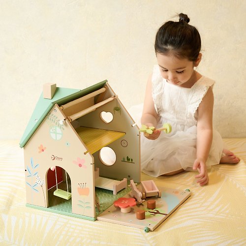 ClassicWorld 德國客來喜經典木玩 花園小屋【木頭娃娃屋含配件_適合3歲以上寶貝】