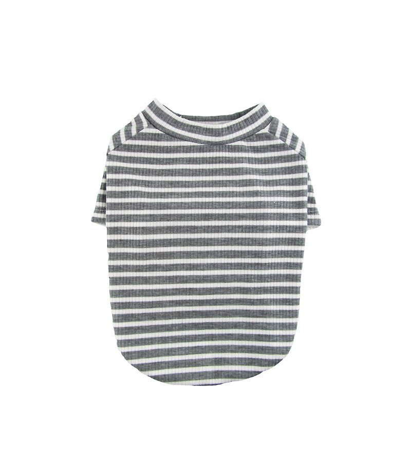 Gray & White Stripe 4x2 Rib Knit Tee, Dog Top, Dog T-shirt, Dog Apparel - Clothing & Accessories - Other Materials Gray