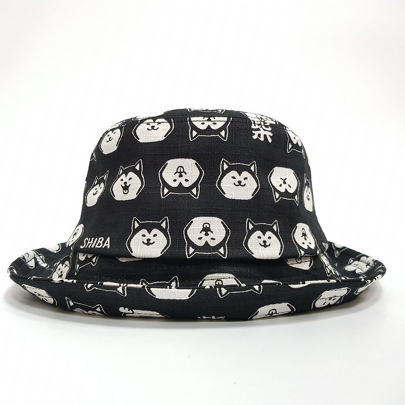 Classic Fisherman Hat - Cool Black Shiba Inu #天##礼物#街#文青 - Hats & Caps - Cotton & Hemp Black