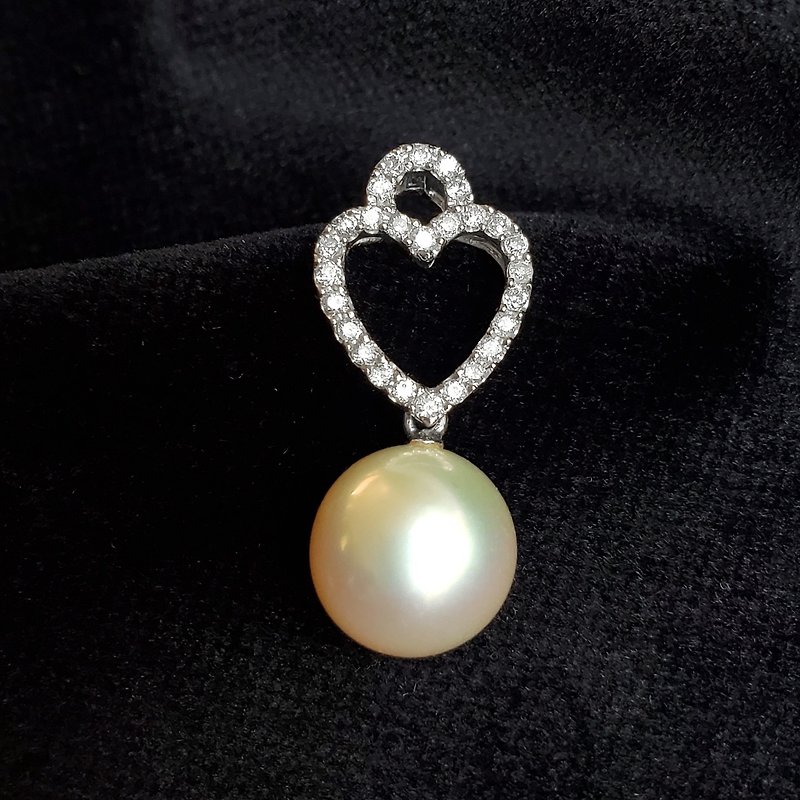 [Maven Expert Jewelry] South Sea Gold Beads and Diamond Pendant - สร้อยคอ - ไข่มุก 