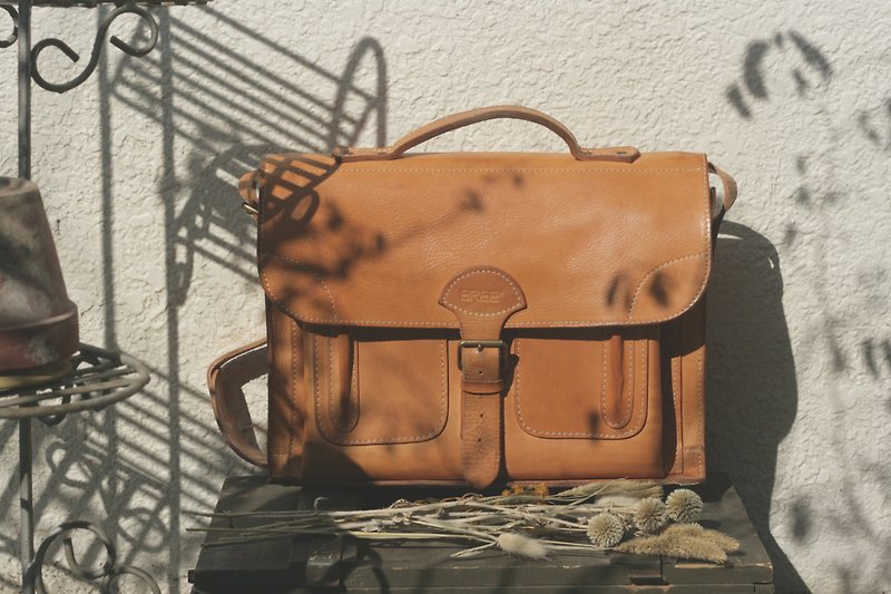 Leather bag _B040 - กระเป๋าแมสเซนเจอร์ - หนังแท้ สีนำ้ตาล