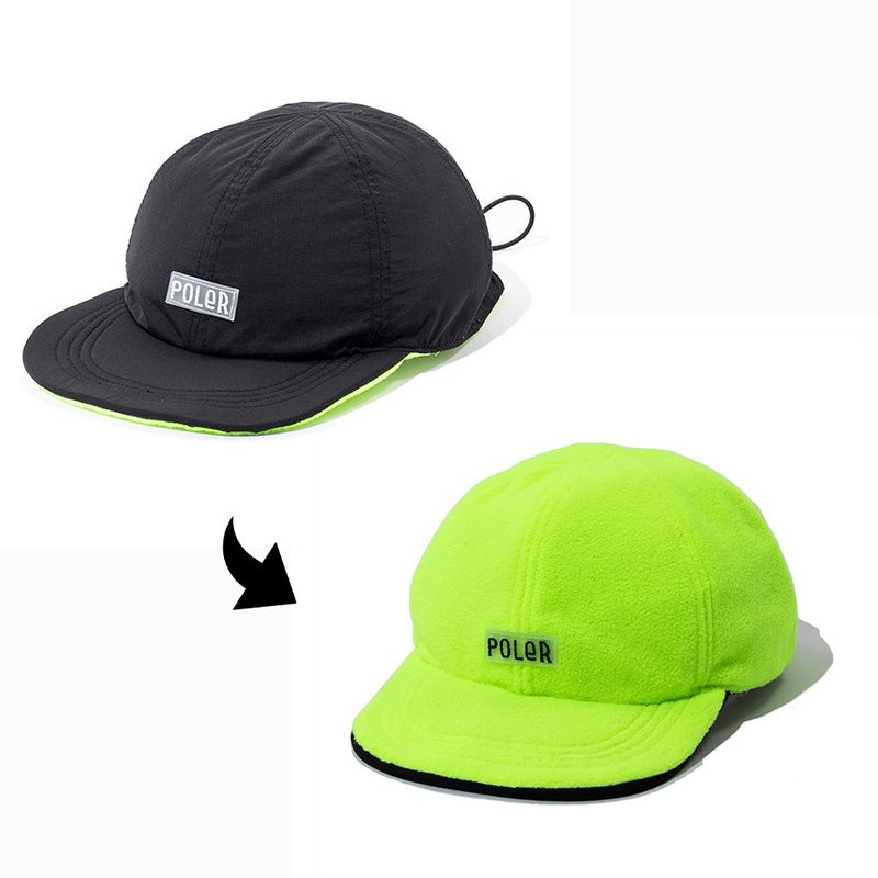 日本限定 POLER REVERSIBLE FLEECE CAP 六片帽 雙面帽 黑. 黃色 - 帽子 - 其他材質 黑色