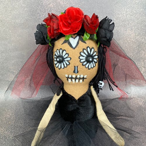 VENERAdoll Creepy doll for Haloween or gothic decor . Santa muerte. Sugar skull doll .