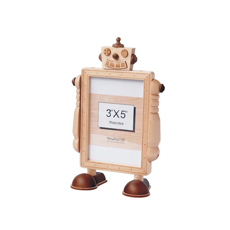 【Jeantopia】Robot photo frame on solid wood table 3x5 | 1287107 - Picture Frames - Wood 