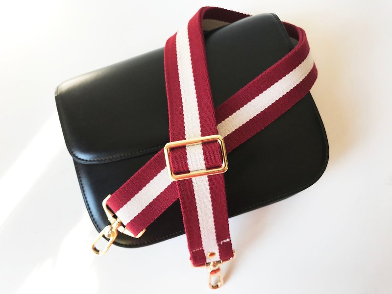 Hand-made straps, cotton woven straps, backpack back straps, wide straps - กระเป๋าแมสเซนเจอร์ - ผ้าฝ้าย/ผ้าลินิน สีแดง