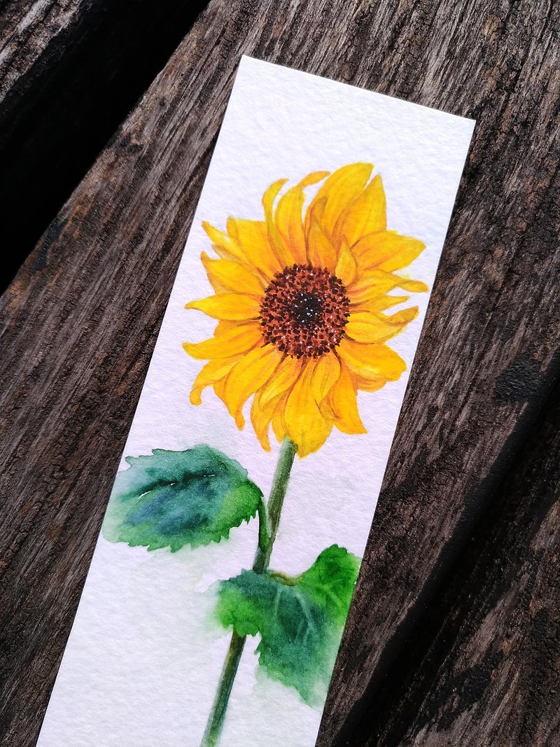 Graduation Sunflower Watercolor Painting Bookmark, Handmade Card (Original) - การ์ด/โปสการ์ด - กระดาษ สีเหลือง