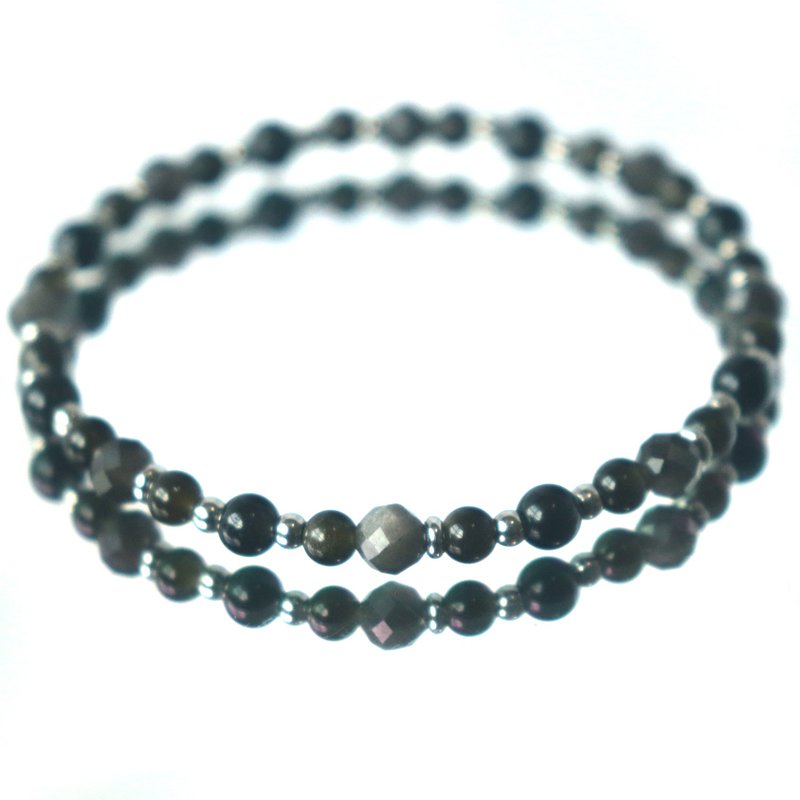 Obsidian - Silver Sheen Obsidian - Gold Sheen Obsidian - Wealth Attraction - Protection from Petty People - Crystal Bracelet - Bracelets - Crystal Black